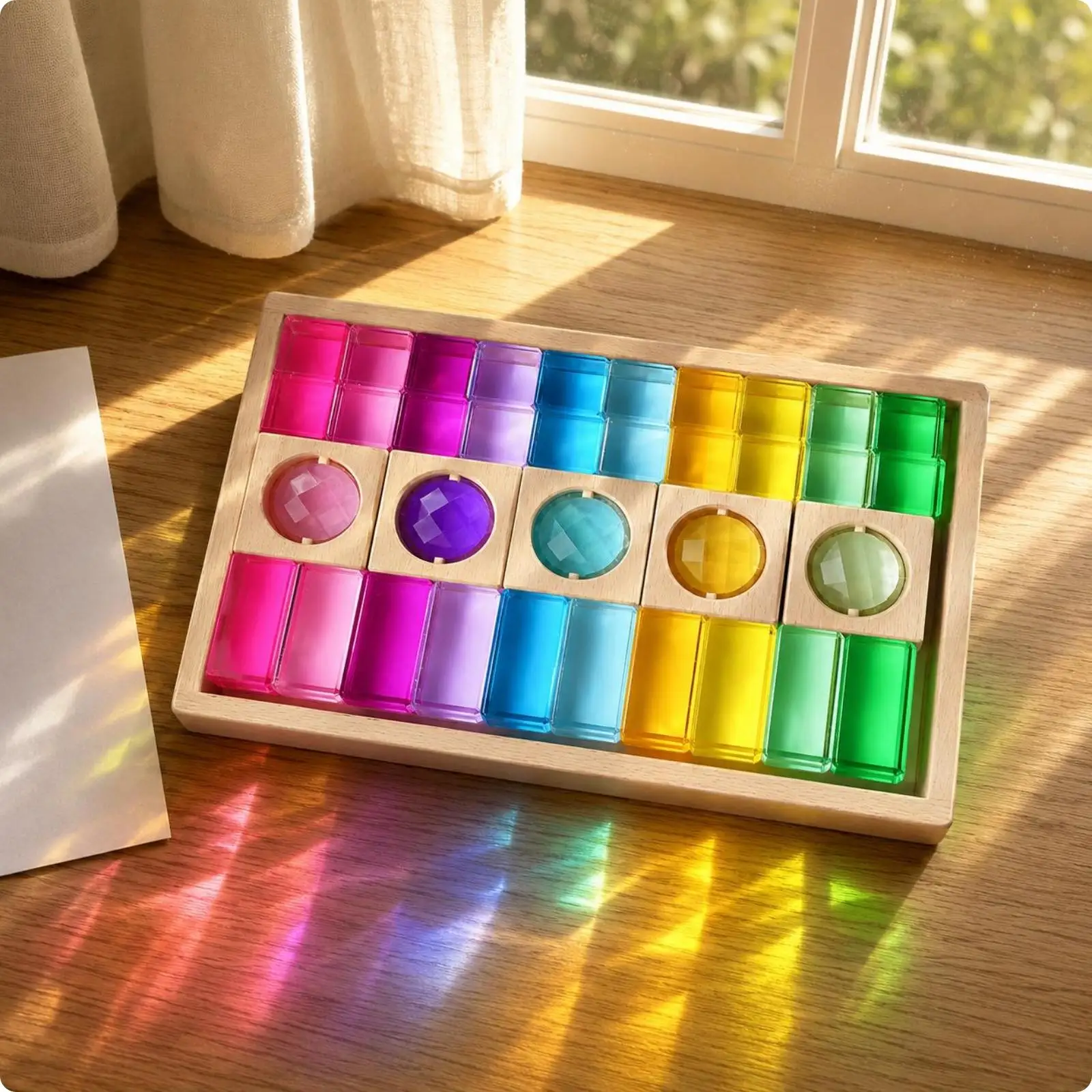 Acrylic Gemstone Building Block Toy Inset Pieces Kids Play Item Sensory Learning