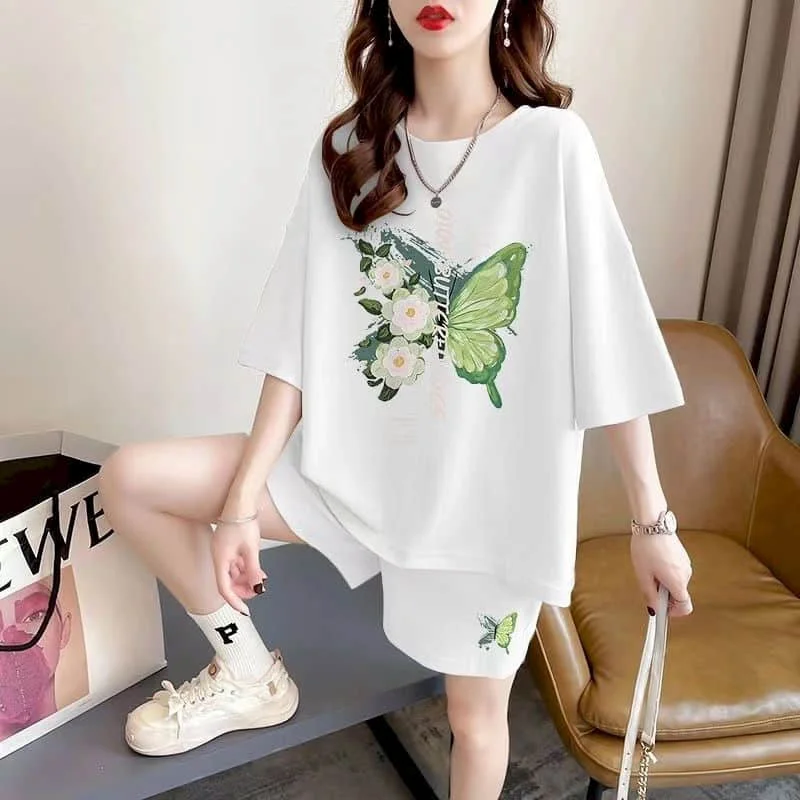 

Sporty Shorts Set Loose Korean Style Casual Pants Sets Half Sleeve T-shirt 2 Piece Sets Women Outfits Summer Sportswear Suits