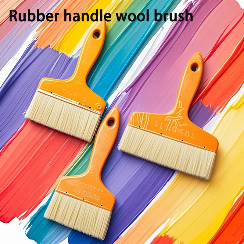 Rubber Handle Wool Brush Tools For Decoration Painting Latex Coating Cleaning Barbecue Baking Painting