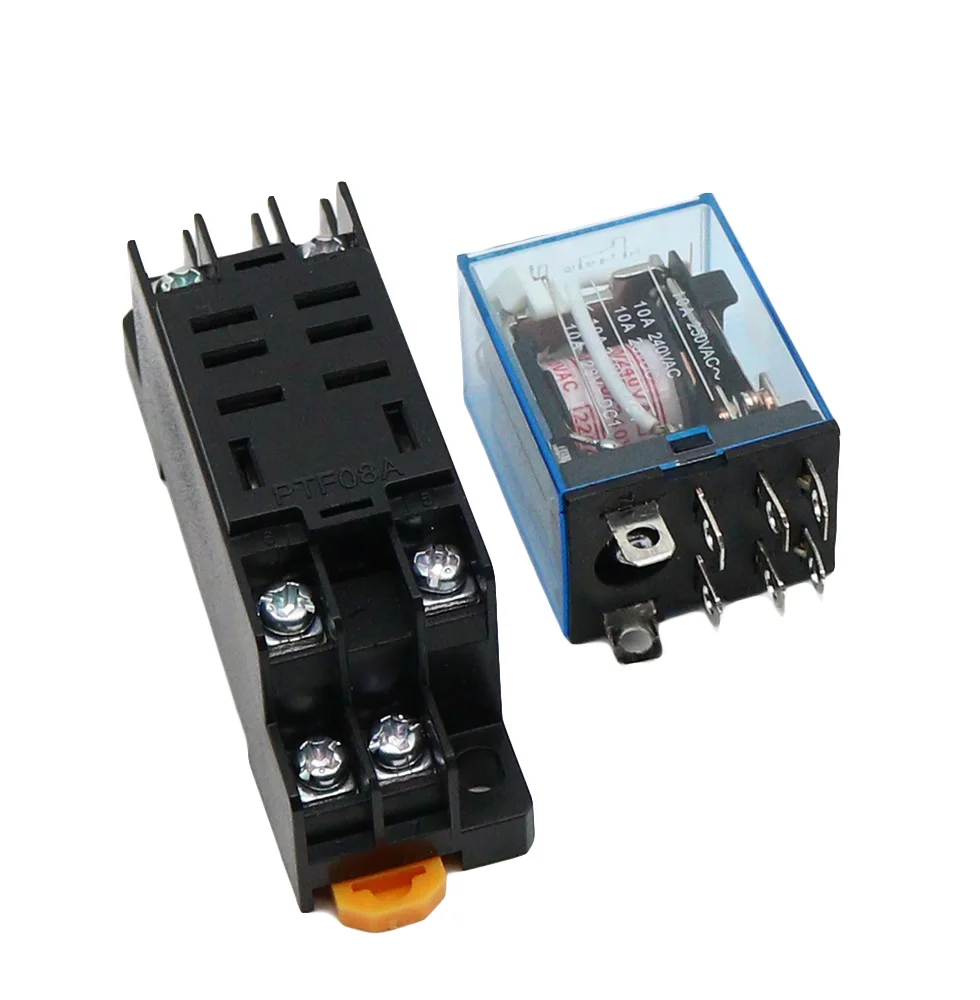 1set 12V 24V DC 110V 220V 380V AC Coil Power Relay LY2NJ DPDT 8 Pin HH62P JQX-13F With Socket Base