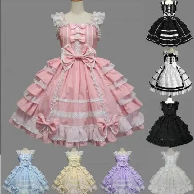 Vestido de princesa victoriano para mujer, traje de Cosplay de Lolita gótica en capas, vestido de sirvienta de fiesta, Halloween, 6 tipos