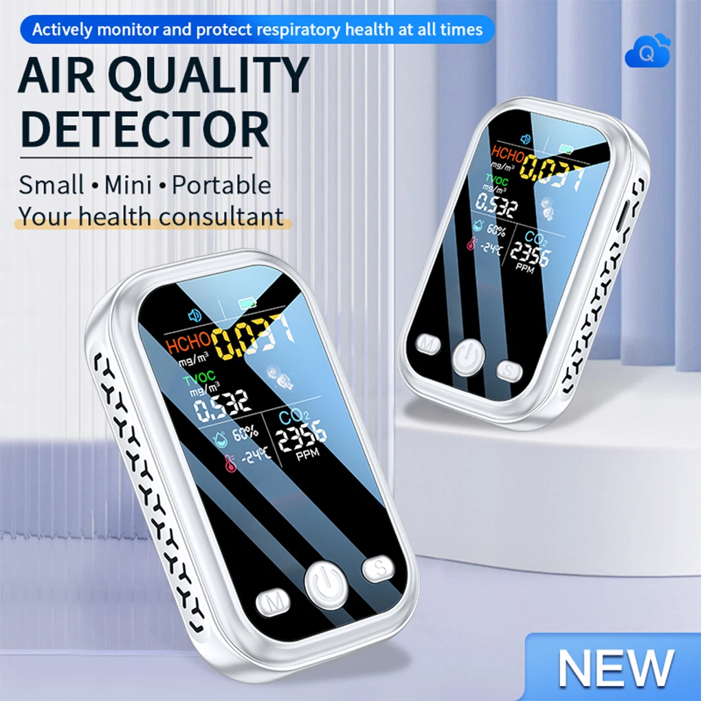 Portable Air Monitor - StayCognizant Of CO Levels On Go Smoke Alarm CO Gas Meter Temperature Carbon Monoxide Detector black