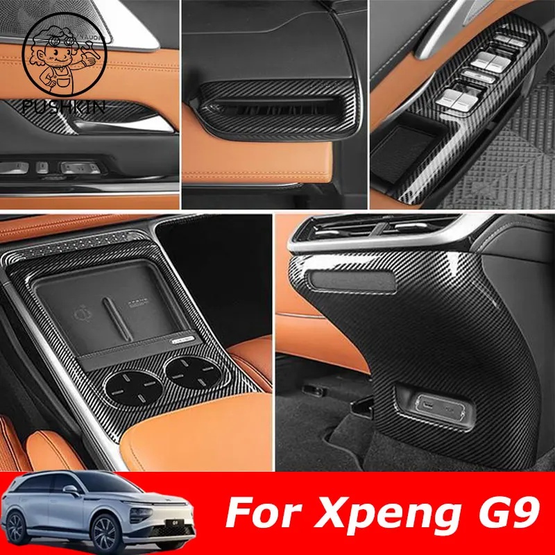 

Car Styling Protector Decoration Accessories Carbon Fibre Interior Control Panel Air Vent Outlet Gear For Xpeng G9 2024 2025