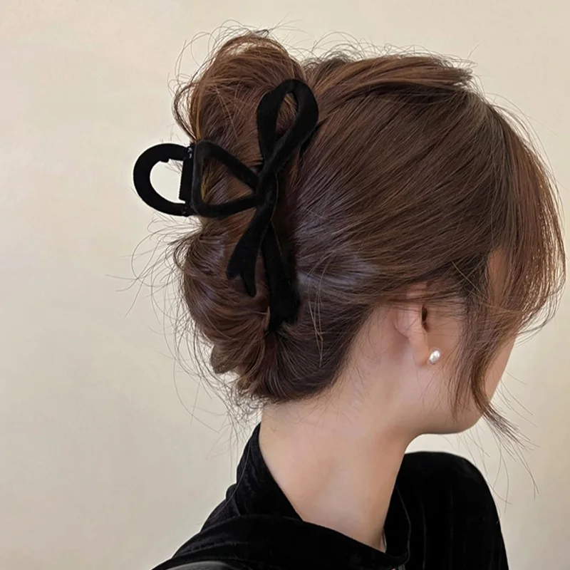 Velvet Bows Hair Claw Clip for Women Black Brown Hairpin Elegant Large Hair Clips Fashion Female Hair Accessories Girls Gift