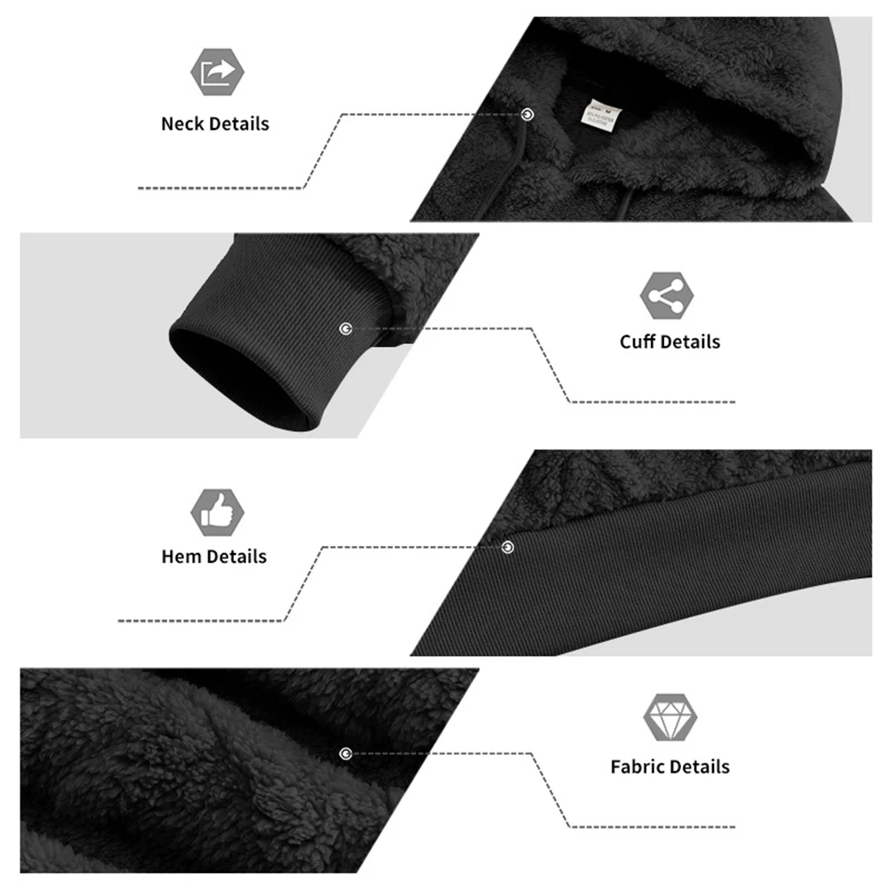 For Autumn Daily Commute Men Jacquard Sweatshirt Mens Winter Hoodie Hooded Sweatshirt For Men Jacket Black Long Sleeve Style