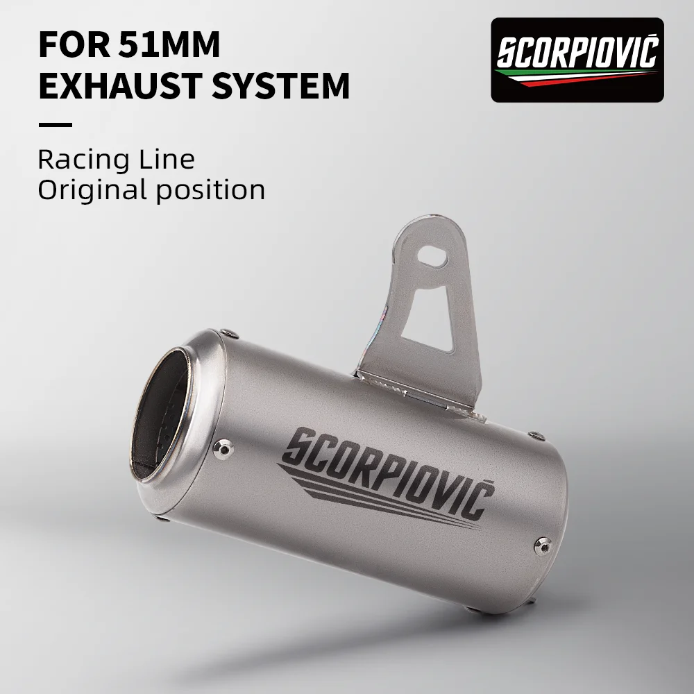 

51mm Motorcycle Titanium alloy Exhaust Muffler Pipe Escape Moto for Z1000 Z900 GSR600 FZ6N R1 R6 NINJA400 SR8 51MM Muffler