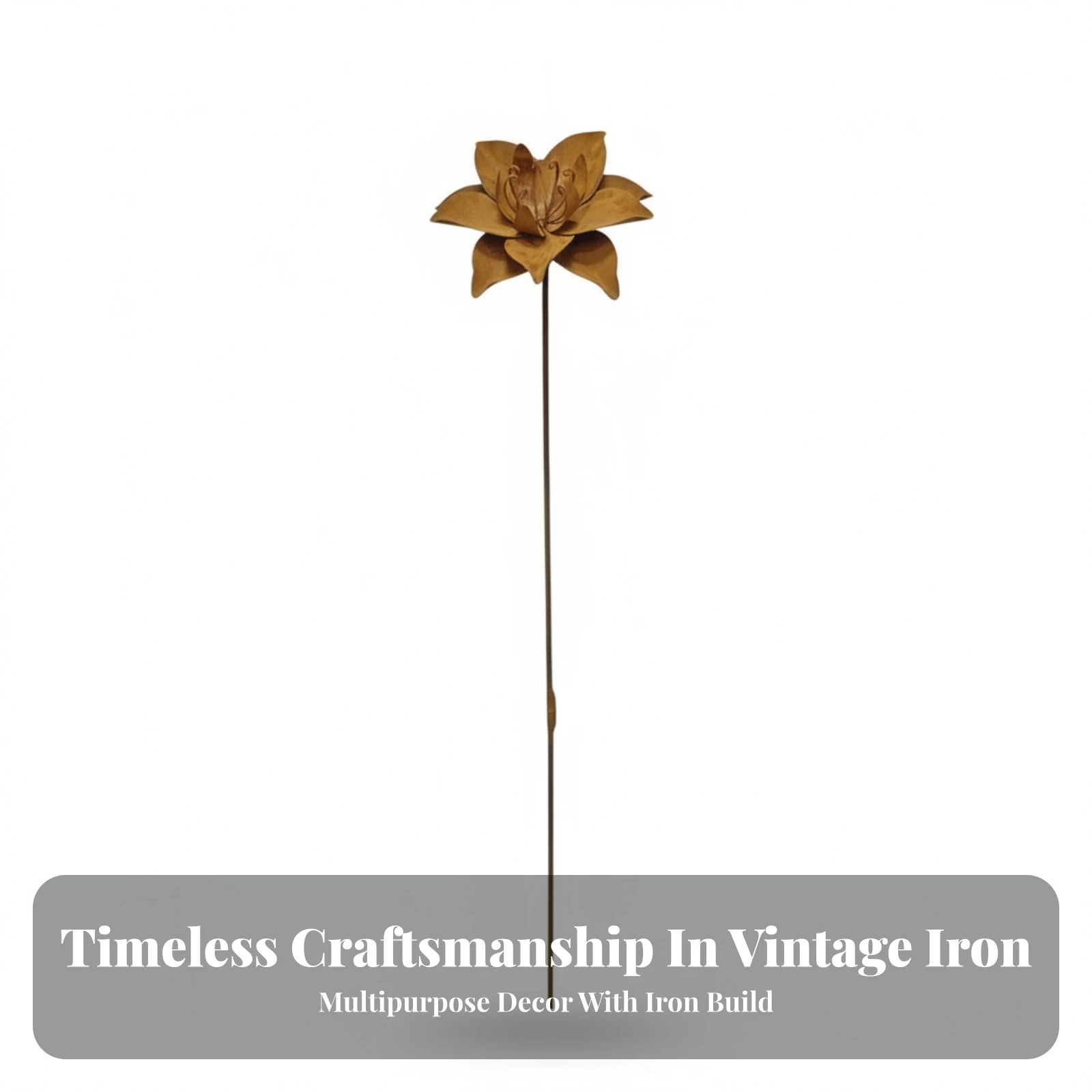 Metal Flower Stake Antique-Style Lily Flower Stake Rust-Resistant Low-Maintenance for Gardeners, Gardens, Yards