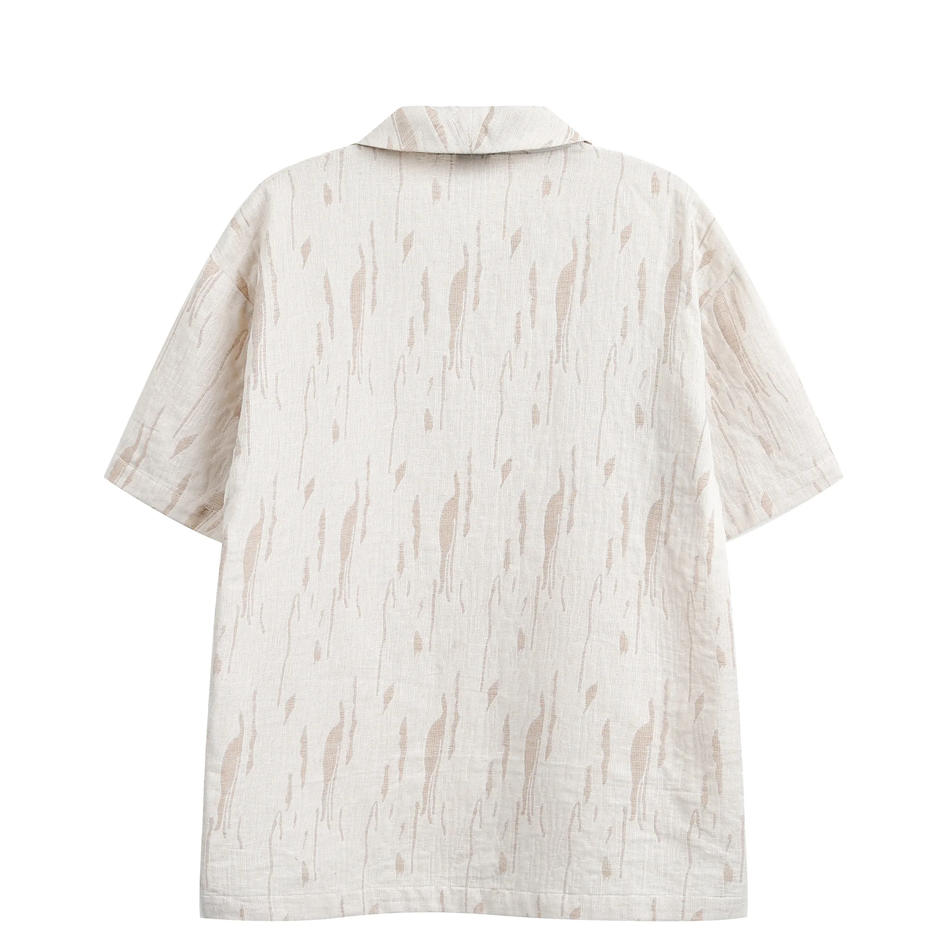 2026 New Hawaiian Beach Vacation Vintage Cotton and Linen Cuban Collar Short Sleeved Shirt with Loose Five Quarter Sleeves
