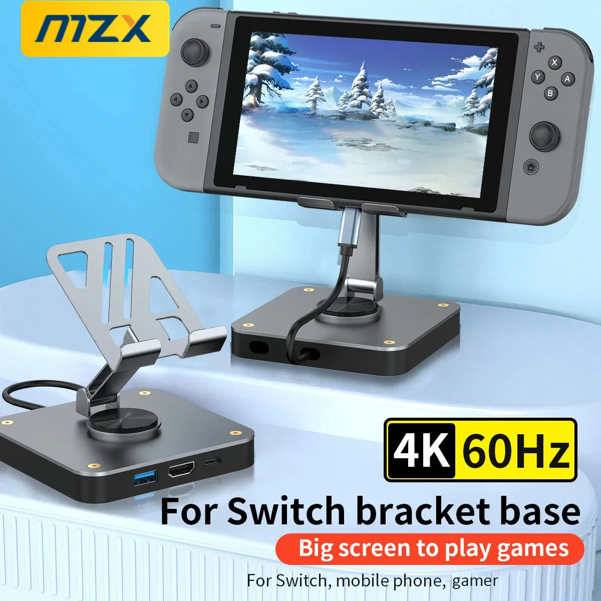 MZX Foldable Phone Gamer Stand Docking Station USB C Hub Folding 4K 60Hz HDMI-compatible PD 100W for Nintendo Switch Steam Deck