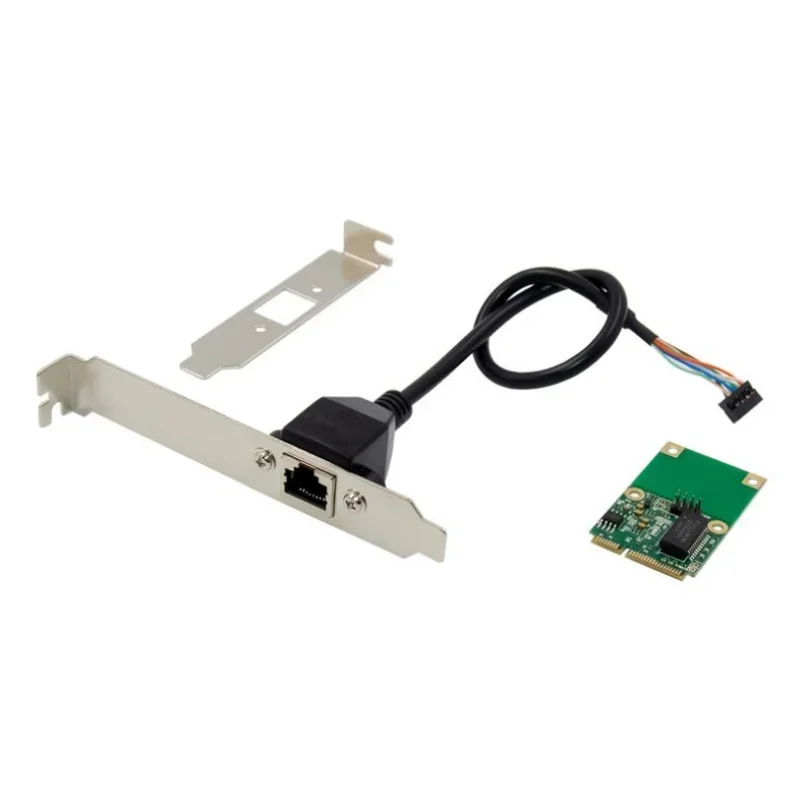 Сетевая карта сервера Mini PCIe LAN I210AT RJ45 GbE Ethernet RJ45 Карта адаптера 1000 м Мини-конвертер Pci-e Двойной порт Гиббитный