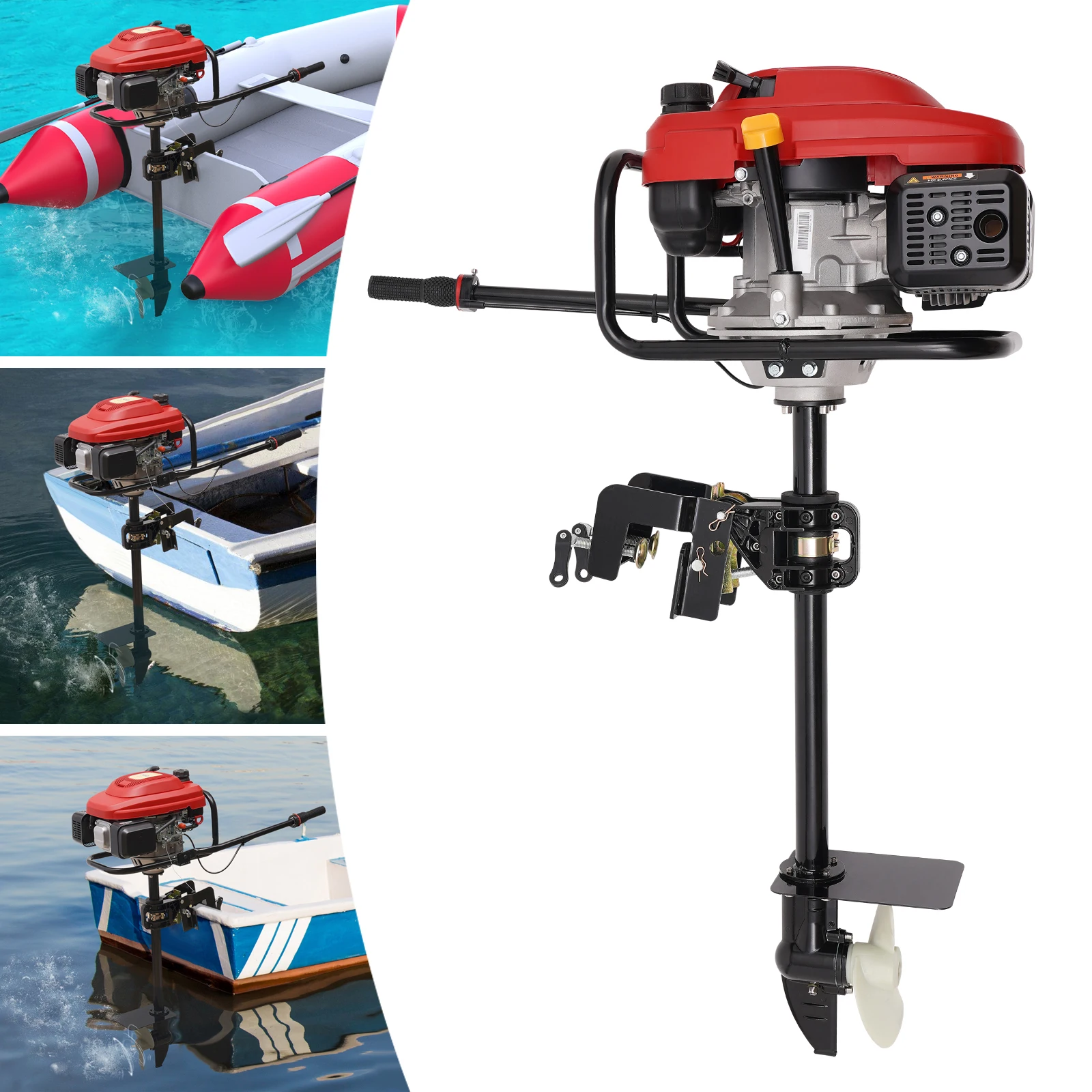 7.5HP 4 Stroke Outboard Motor 200CC 3.5KW Gasoline Engine Heavy Duty Marine Fishing Boat Engine CDI Air Cooling System 3600RPM