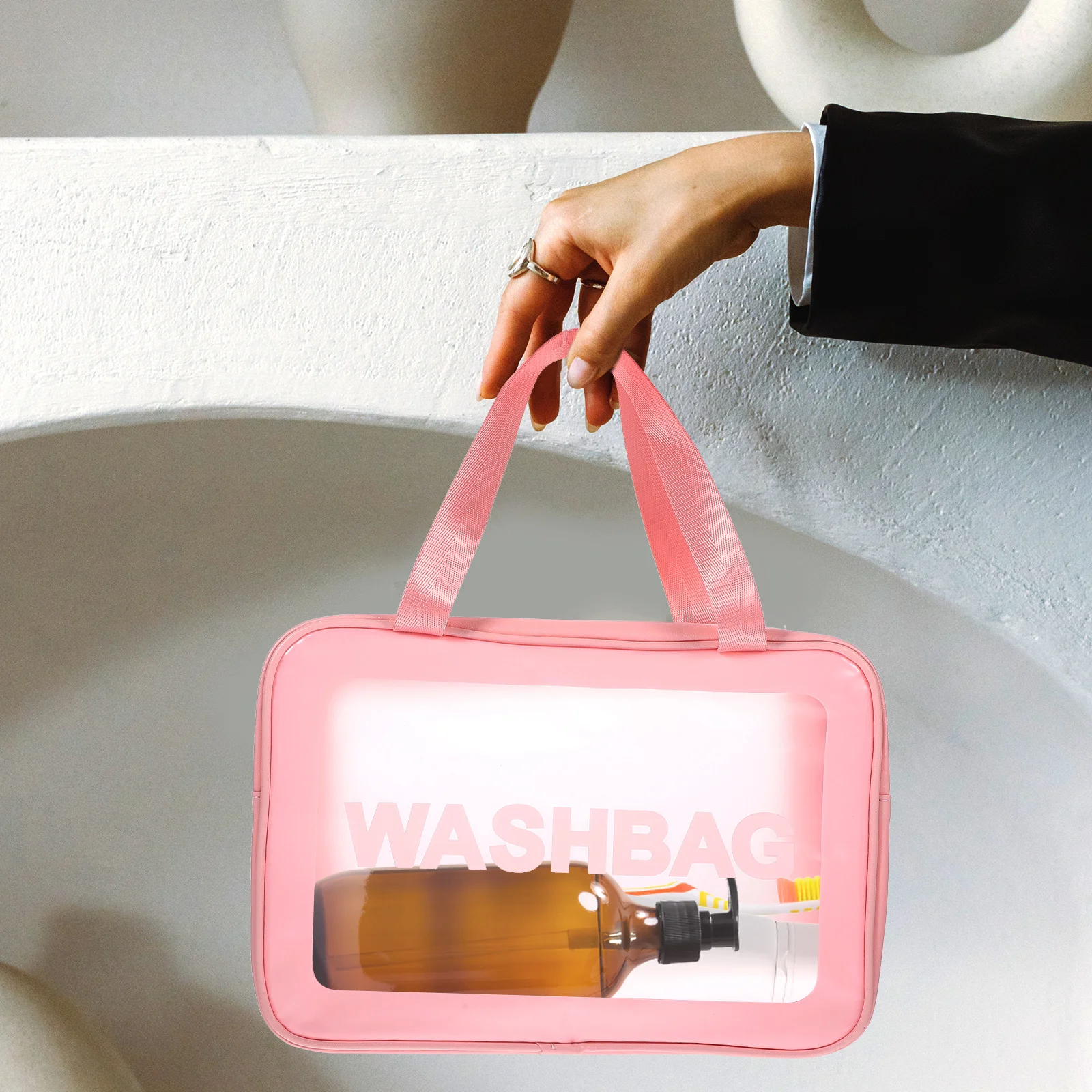 3 個旅行用トイレタリーバッグセットクリアポータブルメイクアップバッグ厚くて耐久性のある大容量旅行必需品女性