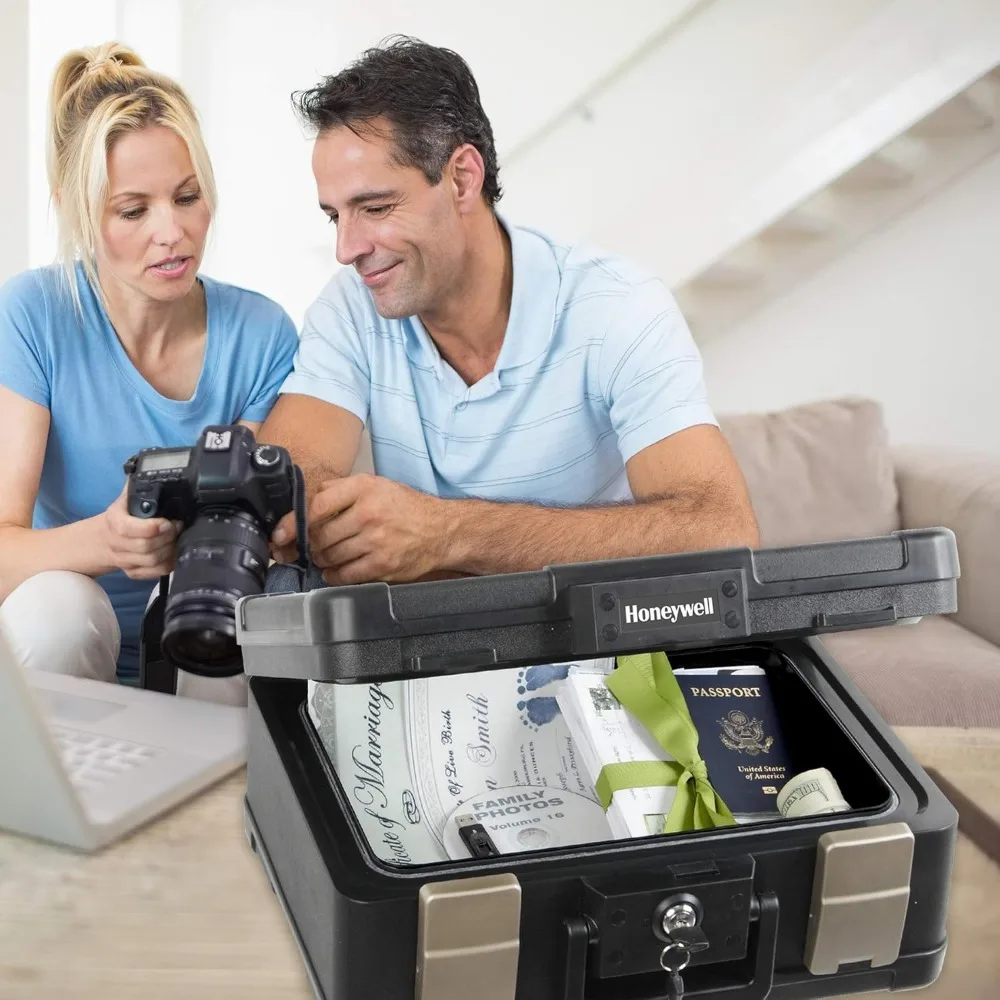 Caja fuerte resistente al fuego e impermeable de 30 minutos de tamaño mediano con asa de transporte