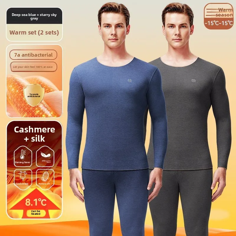 Catren-ropa interior térmica de terciopelo sin costuras para hombre, traje largo grueso de terciopelo para invierno, a prueba de frío, con calefacción de temperatura constante