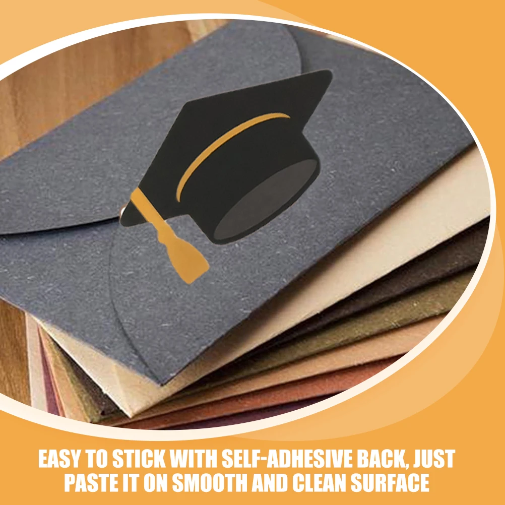 10 أوراق ملصقات قبعة التخرج ملصقات زخرفية ذاتية اللصق لصناديق الهدايا بطاقات حفلات التخرج ملصقات التخرج