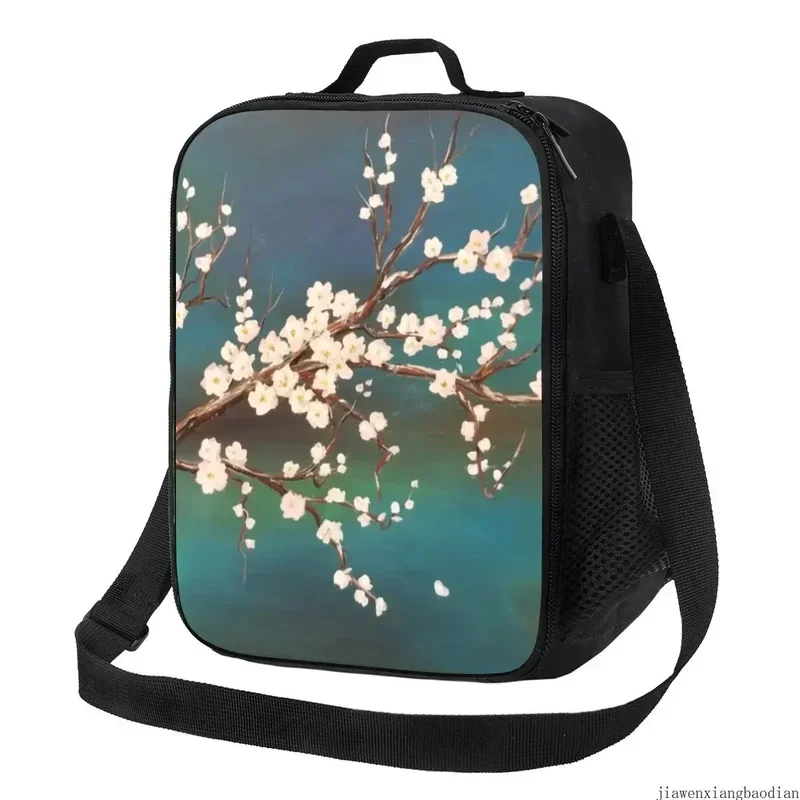 Japan Sakura Cherry Blossom Insulated Lunch Bag for Women Flower Thermal Cooler  Tote Office Picnic Travel