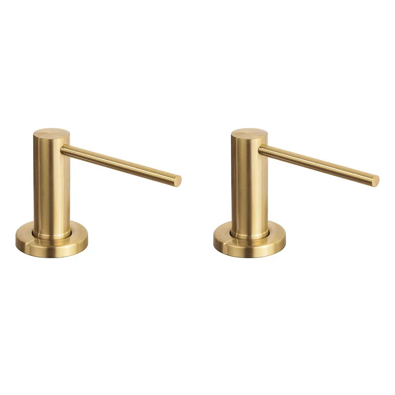 ABJN-2X Soap Dispenser For Kitchen Sink Brushed Stainless Steel Countertop Pump Hand Lotion Built In Bottlend Gold