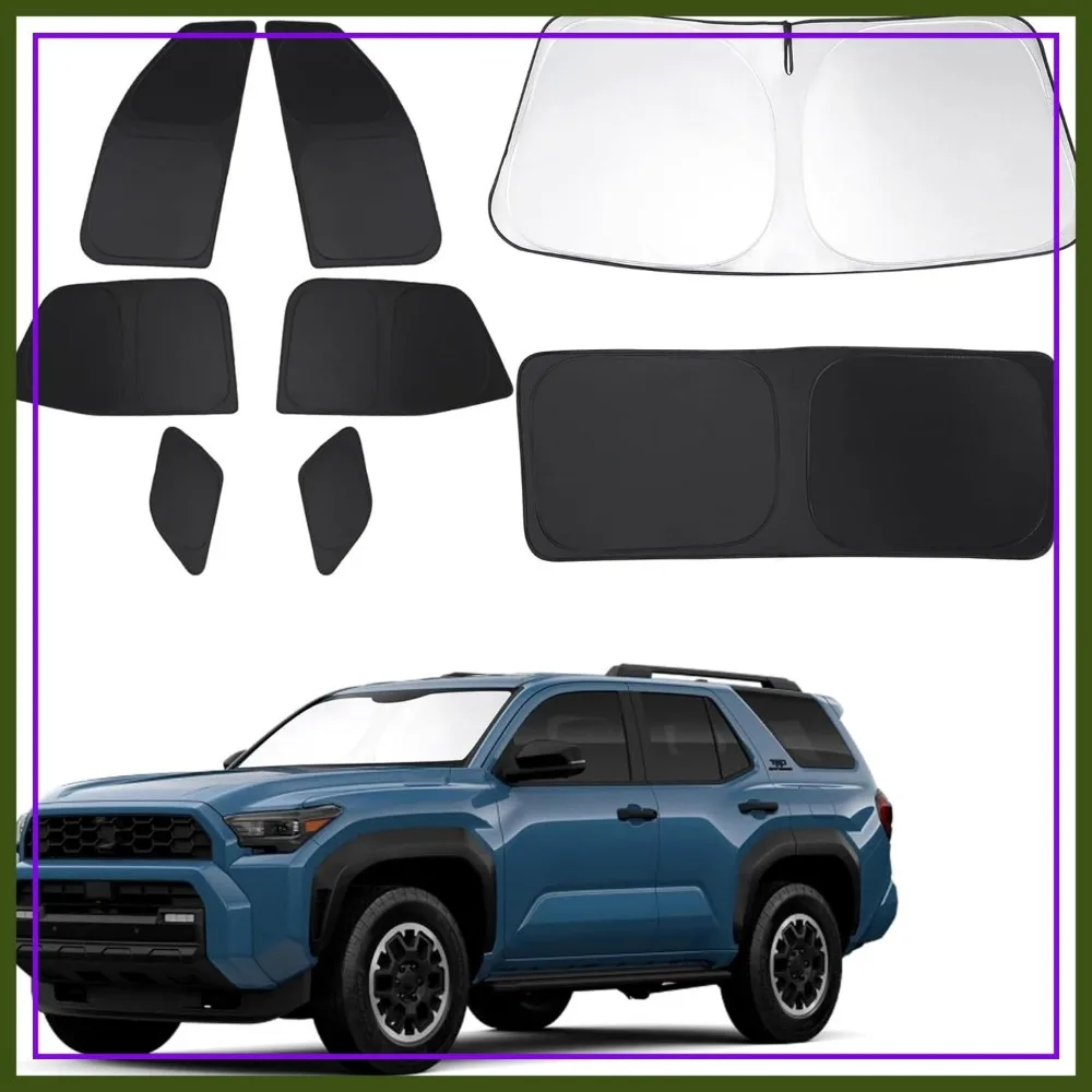 Windshield Sun Shade for Toyota 4Runner 2025 2026, Foldable Full Coverage Car Window Shades Block UV Rays, 8PCS