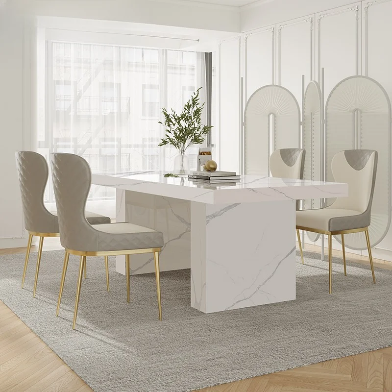 Italian light luxury slate dining table and chairs combination home 2023 new villa rectangular dining table