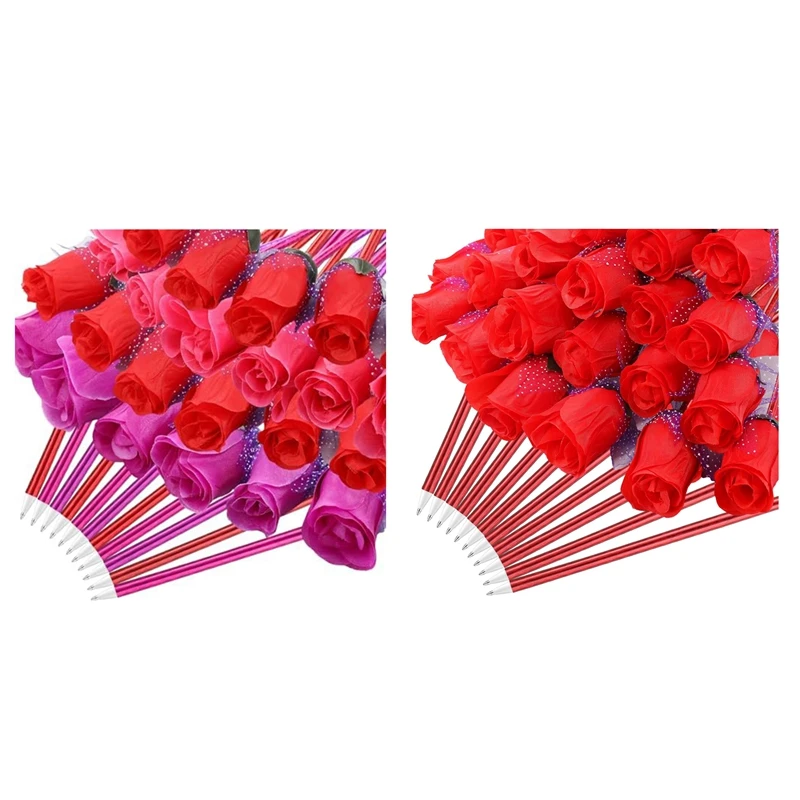 120Pcs Valentine's Day Rose Ballpoint Pens Flower Writing Ballpoint Pens Bulk Suitable For Valentine's Day Weddings