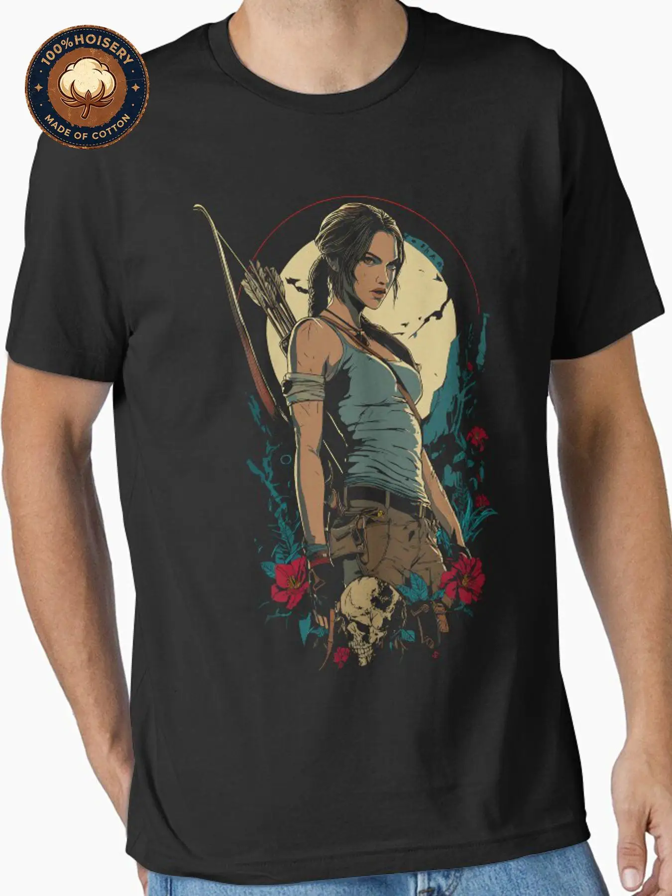 Men'S T-Shirt Unisex T Shirt Lara Croft Graphic Print Casual Streetwear Summer Short Sleeve Tee Washable Daily Family Wearing