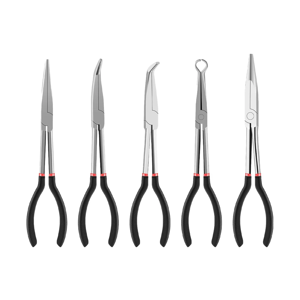 

Extended Handle Needle-Nose Pliers 5-Piece Set Elbow O-Shaped Pliers 25/45/90 Degree Bent-Nose Pliers Hand Tools