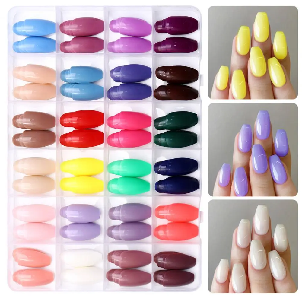 Multi-color Fake Nails 576pcs Fake Nails Set Assorted Color Long Nail Extensions Full Cover Press-on Nails Kit for Home Salon