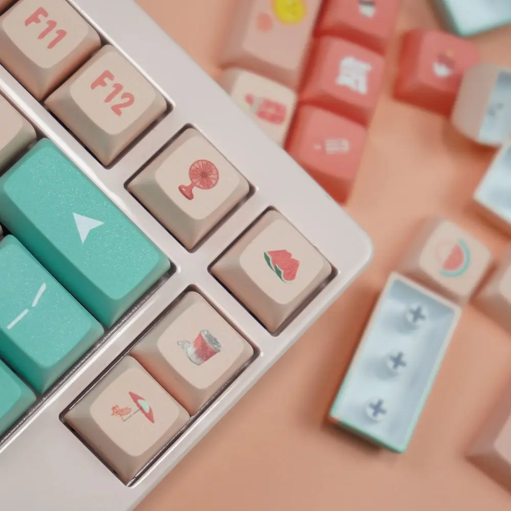 132 Keys PBT XDA Profile Summer Painting Keycaps for Mechanical Gaming Keyboard Custom MX Switch 6.25u XDA Keycap