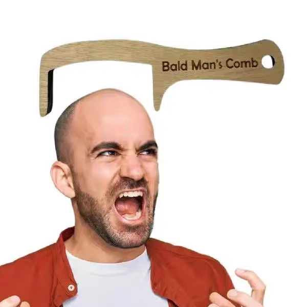 Gag Comb For Bald Man Wooden Hairless Comb Prank Brush Hilarious Toothless Combs Funny Practical Joke Gag Comb for Man Gift