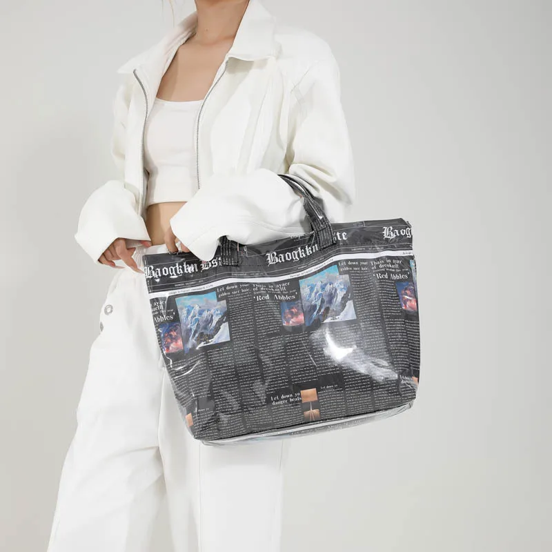 Fashion PVC Reusable Shopping Bag Women's Bag Eco Friendly London Shopper Bag Large Capacity Waterproof Handbag Totes Bags Brand view 2