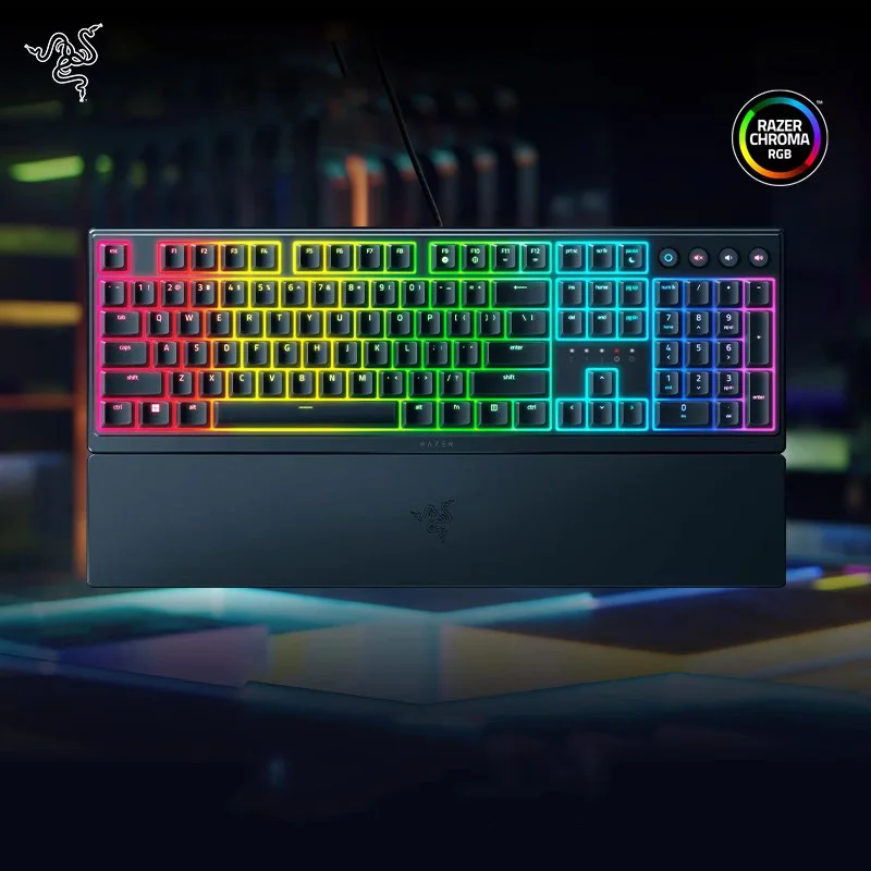

Razer Ornata V3 Low-profile Mecha-Membrane RGB Keyboard UV Coated Keycaps -10 Zone RGB Lighting - Magnetic Wrist Wrest