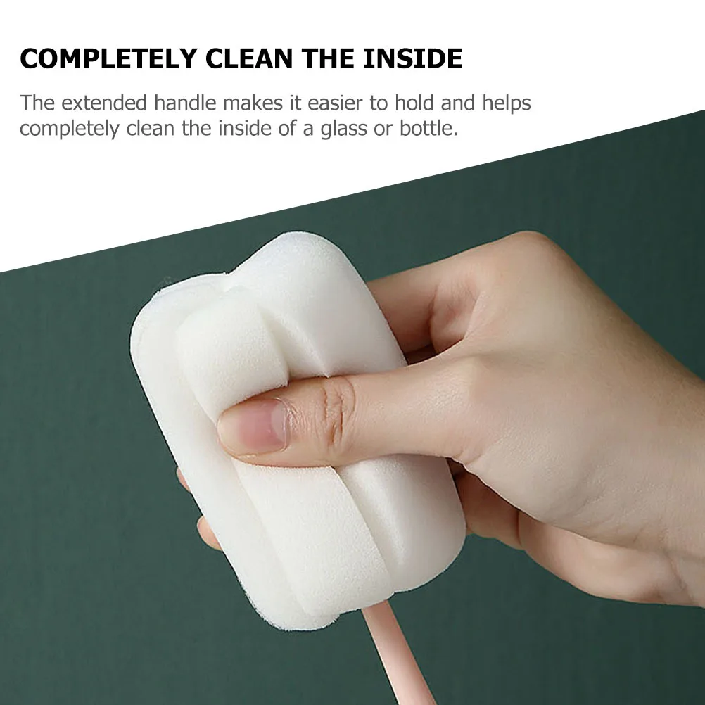 

2pcs Extended Handle Cup Washing Supplies Water Bottle Cleaner Portable Cup Cleaning Tool Multipurpose Sponge Brush Household