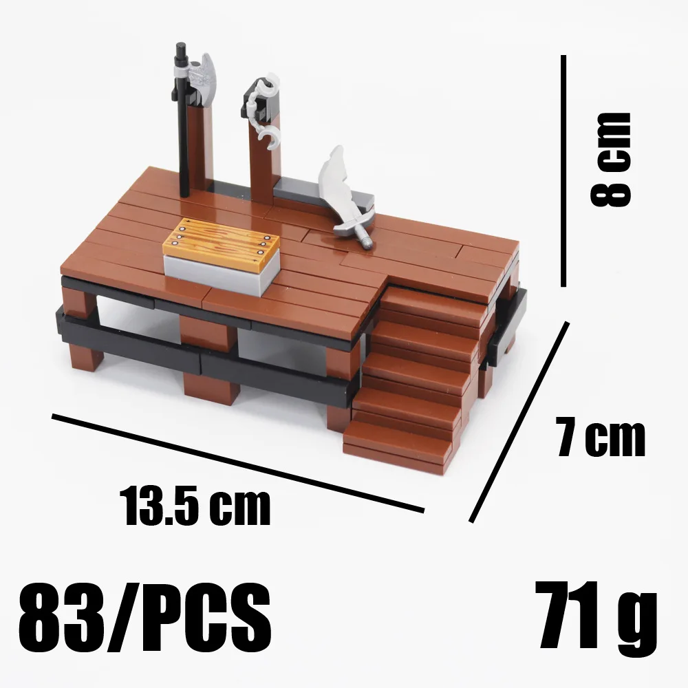 Compatible With LEGO Medieval Military Criminal Trial Beheading Platform Building Blocks MOC Torture Equipment Bricks Toys