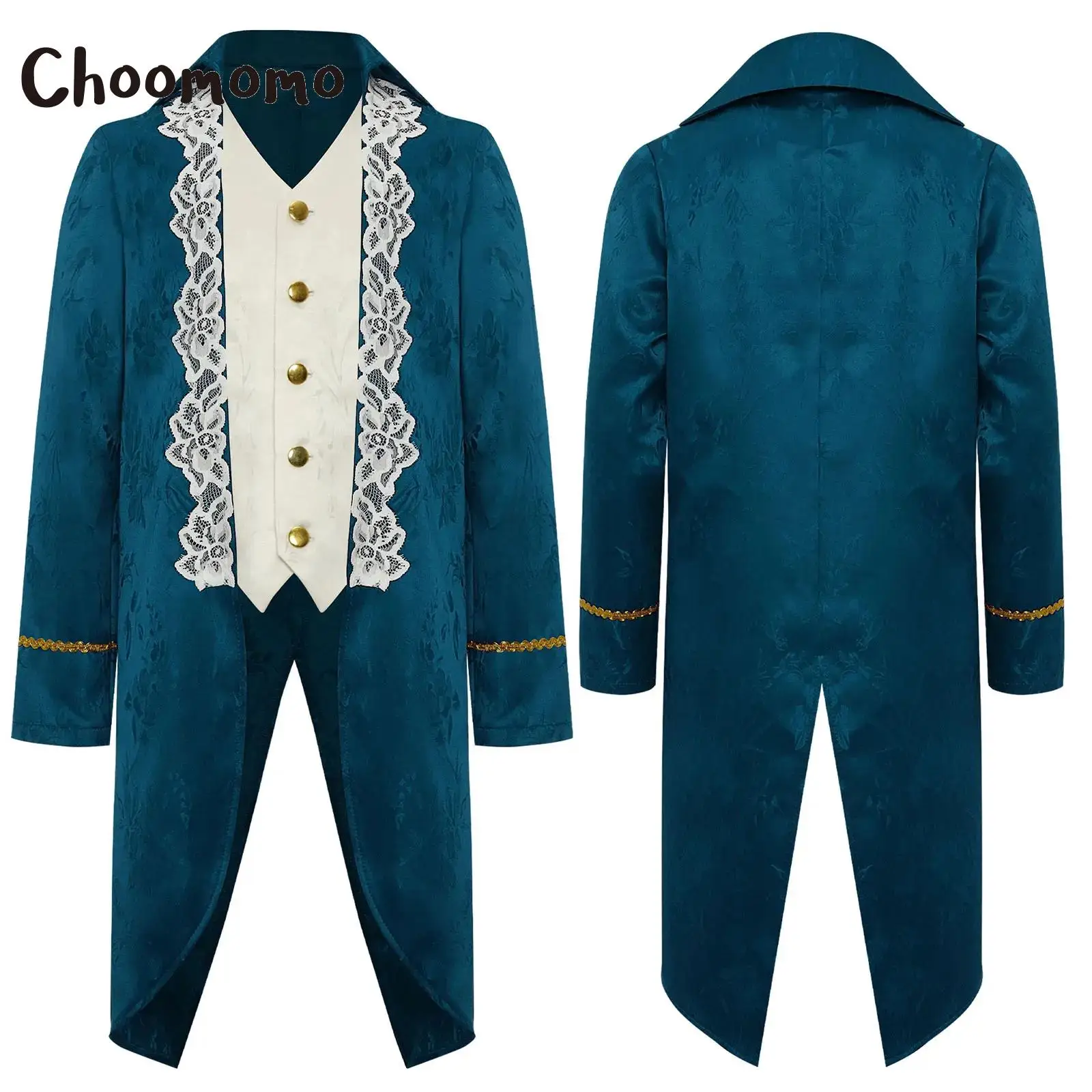 

Средневековый викторианский костюм эпохи Возрождения для мальчиков, куртка для косплея на Хэллоуин, куртка с длинными рукавами, кружевной фрак с вышивкой, тематическое праздничное платье