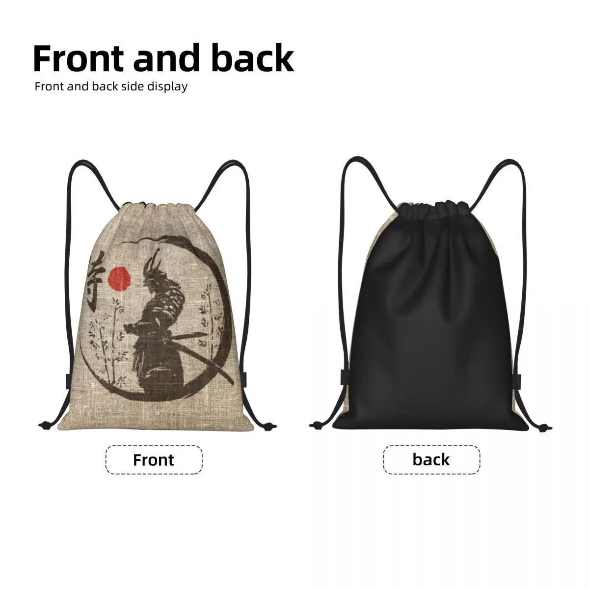 Custom Samurai Japanese Word Drawstring Backpack Bags Women Men Lightweight Gym Sports Sackpack Sacks for Training