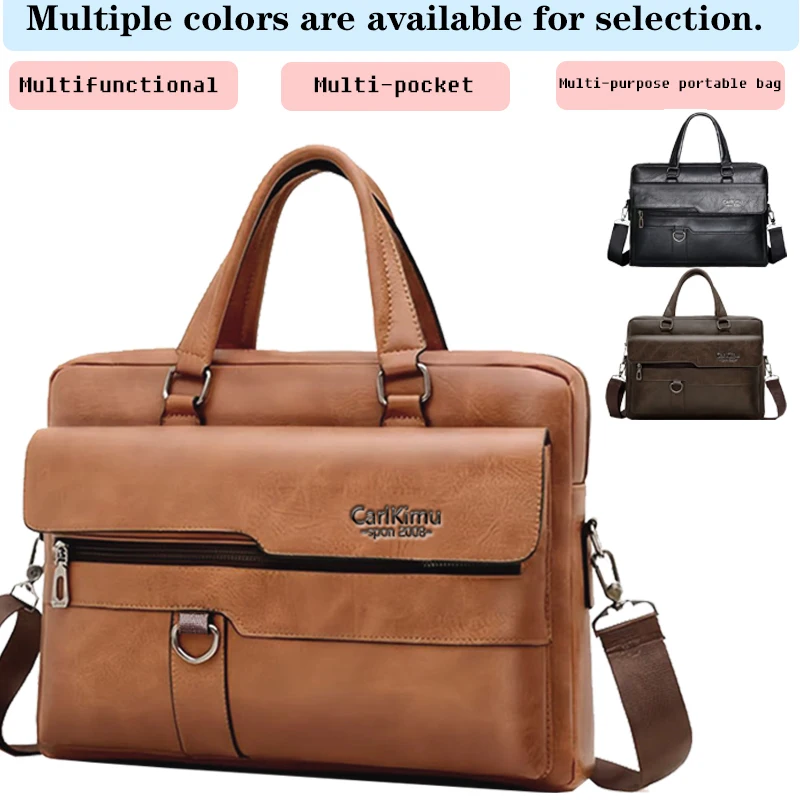 Sleek Multi-color Faux Leather Briefcase Adjustable-strap Lightweight for Business Daily Commute Casual Stylish Functional Bag