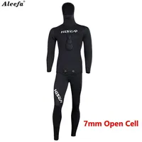 Men's Camouflage 7mm Open Cell Neoprene Wetsuit Set - Durable CR Neoprene,Blind Seam, for Spearfishing, Freediving, Scuba Diving