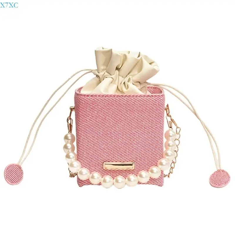 

X7XC Fashionable PU Bucket Bag for Women Versatile Handbag with Detachable Strap