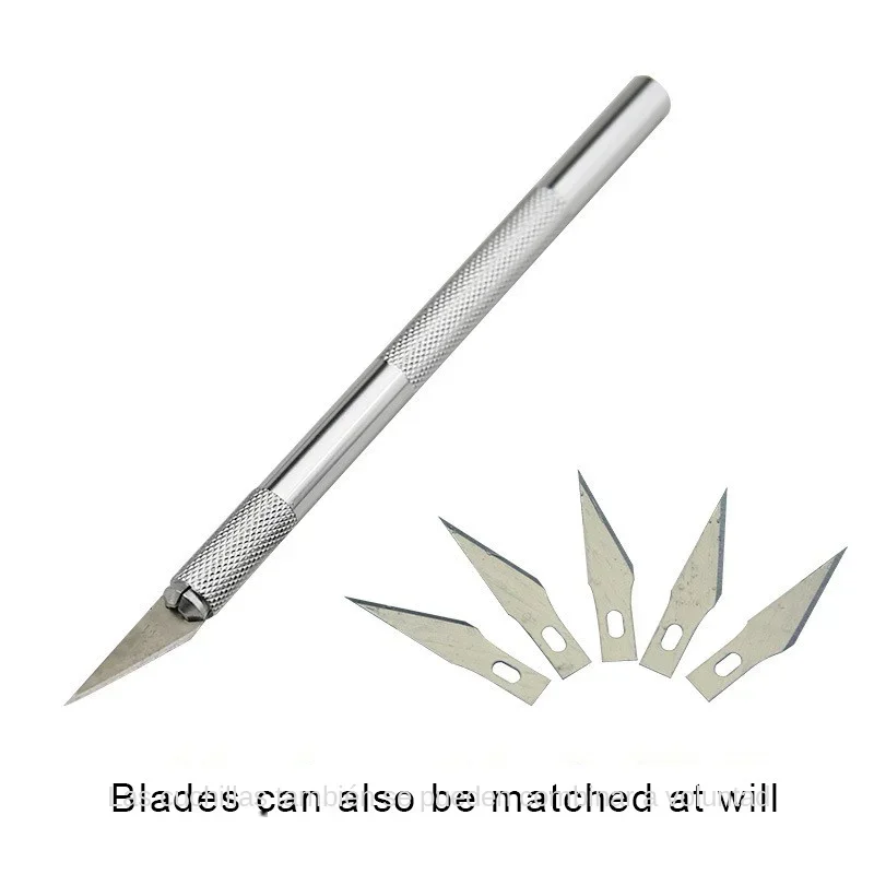

Non-Slip Metal Scalpel Knife Tools Kit Paper Cutter Engraving Craft Knives +5pcs Blades Mobile Phone PCB DIY Repair Hand Tools
