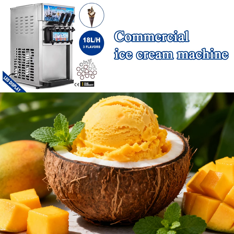 آلة الآيس كريم اليدوية التلقائية مقاعد البدلاء الأعلى عملية بسيطة سعة كبيرة آلة الآيس كريم الناعمة الصغيرة للمنزل