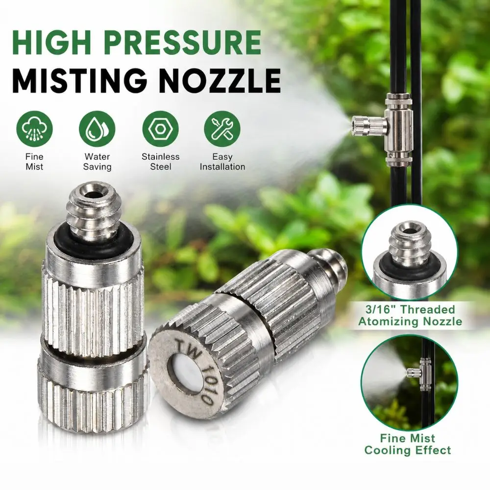 Durable 3/16 Inch Misting Nozzle Brass With Filter Inside Fog Spray Head 0.1mm~0.5mm Humidify Sprayer