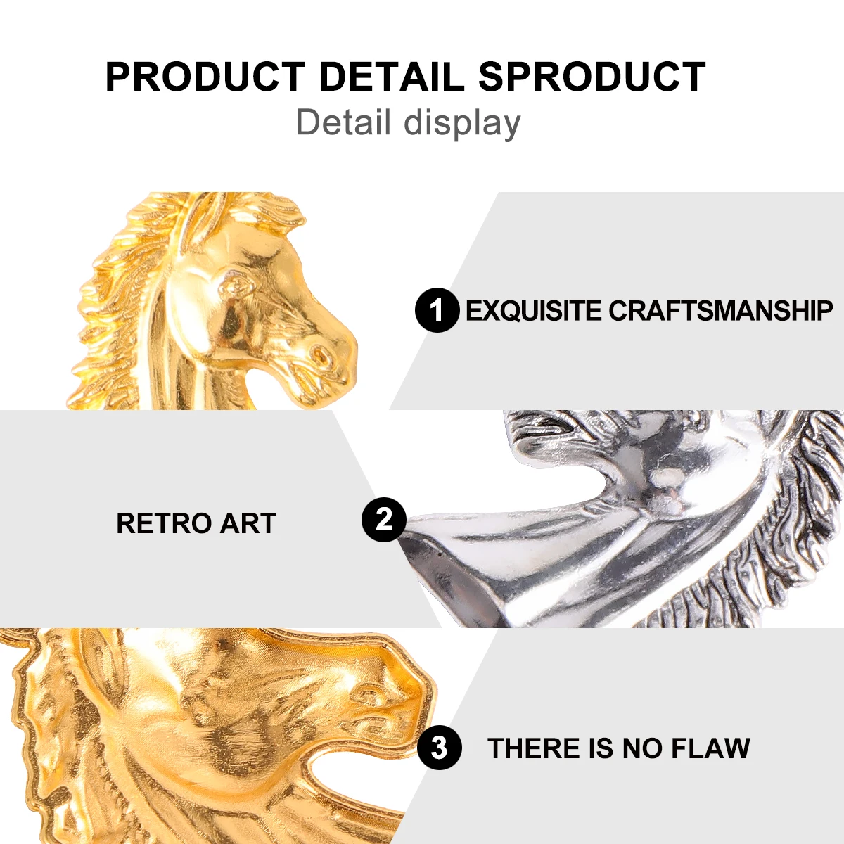 

40pcs Alloy Horse Head Pendant Necklace naments Silver Golden Color Women Jewelry Accessories Wedding Party Decorations