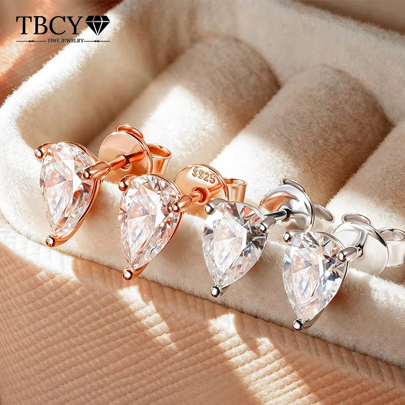 TBCYD 4CT Moissanite Stud Earring S925 Silver Waterdrop Shape Ear Studs for Women Wedding Jewelry