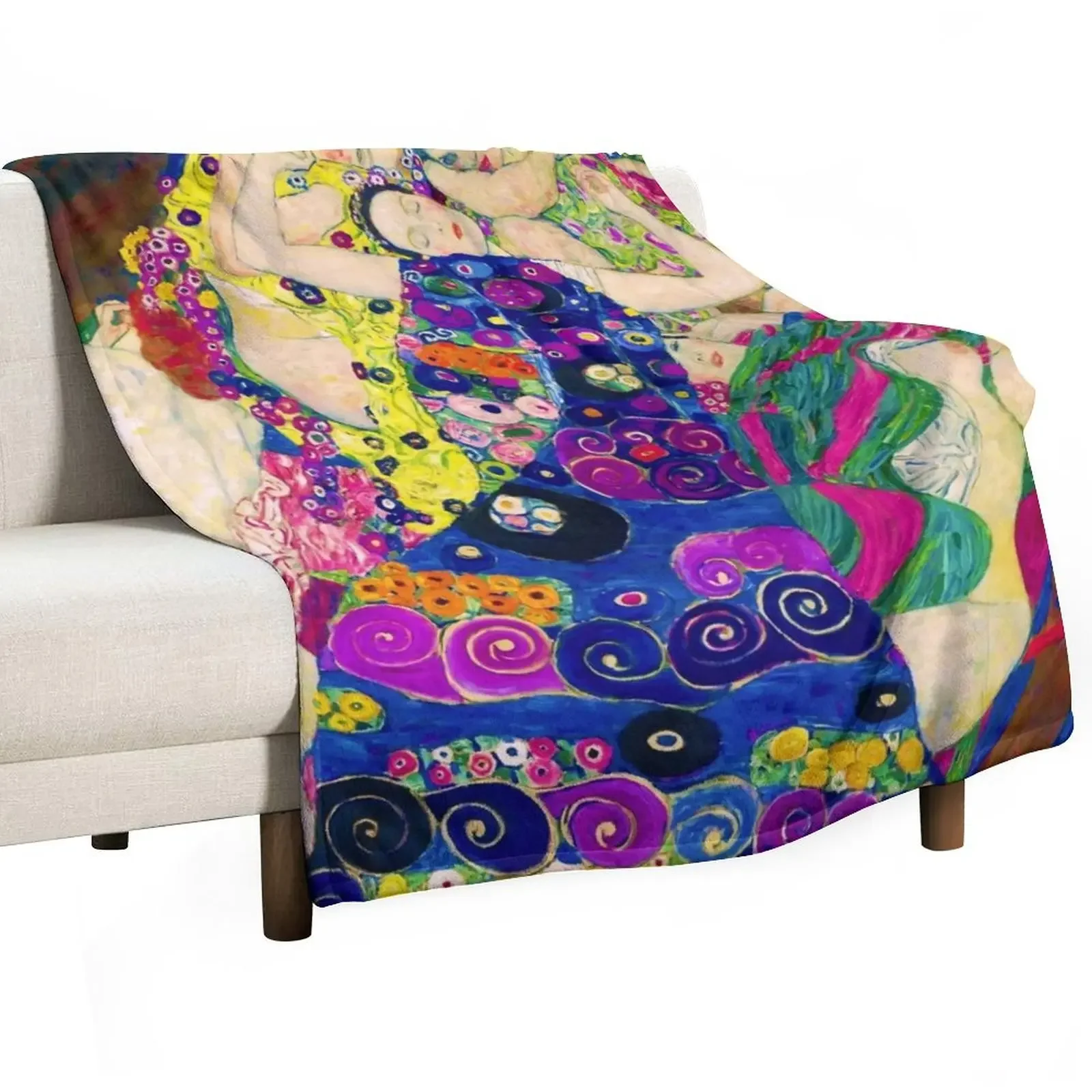 Gustav Klimt Die Jungfrauen (The Virgins) Throw Blanket Custom Decorative Sofa Decorative Sofas Blankets