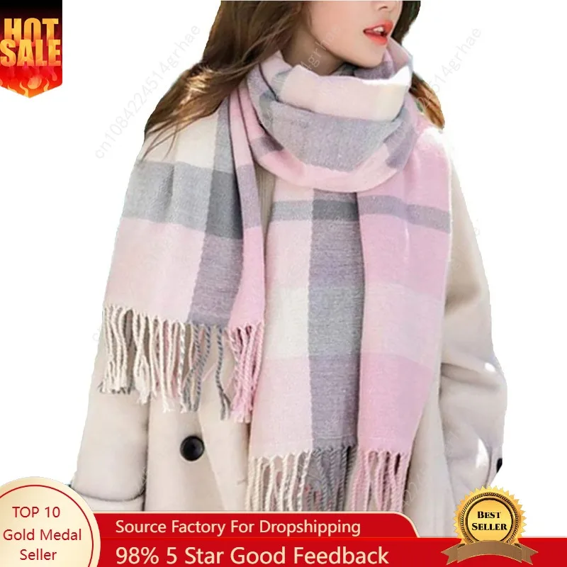 

Wander Agio Women's Fashion Scarves Long Shawl Winter Thick Warm Knit Large Plaid Scarf