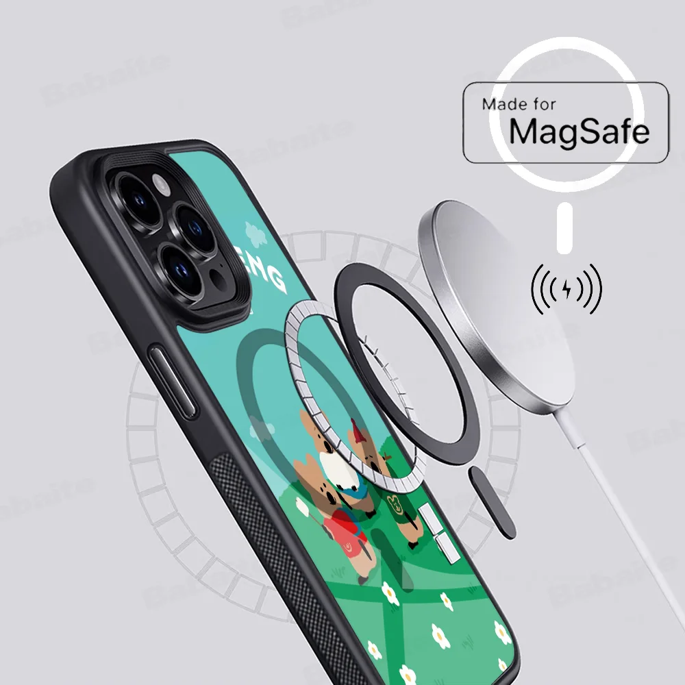 Cute D-Dinotaeng Bear Phone Case Magesafe Magnetic Wireless Charge Case For iPhone 16 11 12 13 14 15 Pro Max Plus Mini