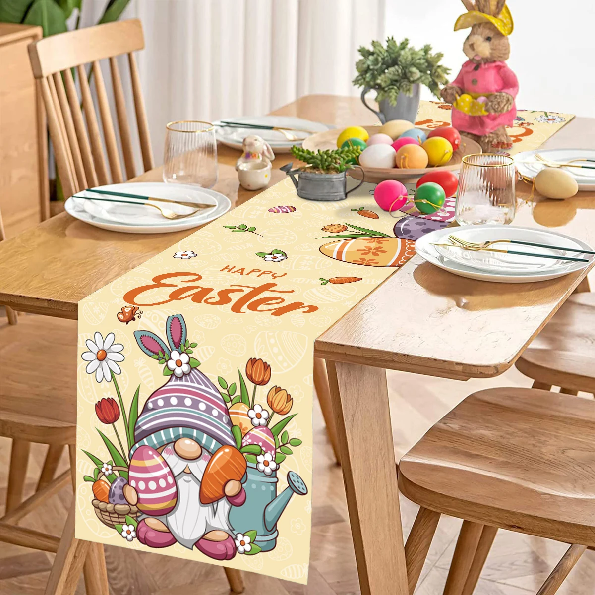 

Easter Table Runner Rabbit Table Cover Happy Easter Decorations For Home Bunny Easter Party Supplies Kids Gifts DIY Decor