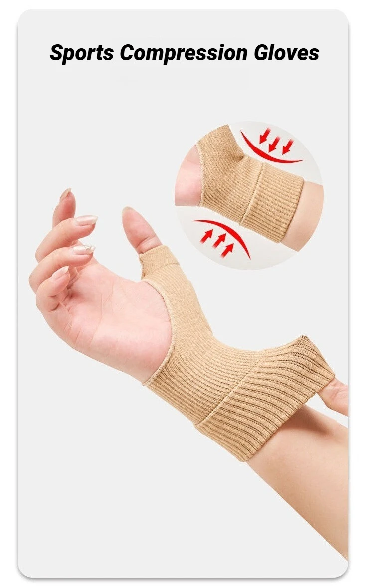 1 Paar Handgelenk-Daumen-Kompressionshandschuhe für Arthritis, atmungsaktive Stützbandage, gestrickte Finger-Schutzpolster, Sport-Sicherheits-Handgelenkbandage – Detail 3