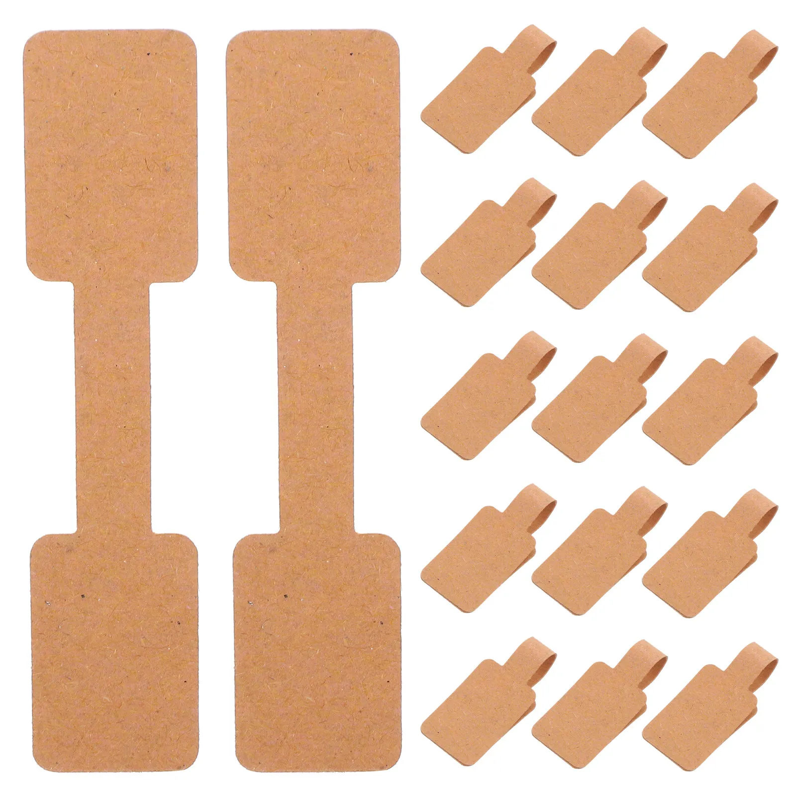 

200Pcs Self Adhesive Jewelry Price Labels Brown Blank Paper Tags Rectangle for Necklace Ring Display Cards Brown Display Tags