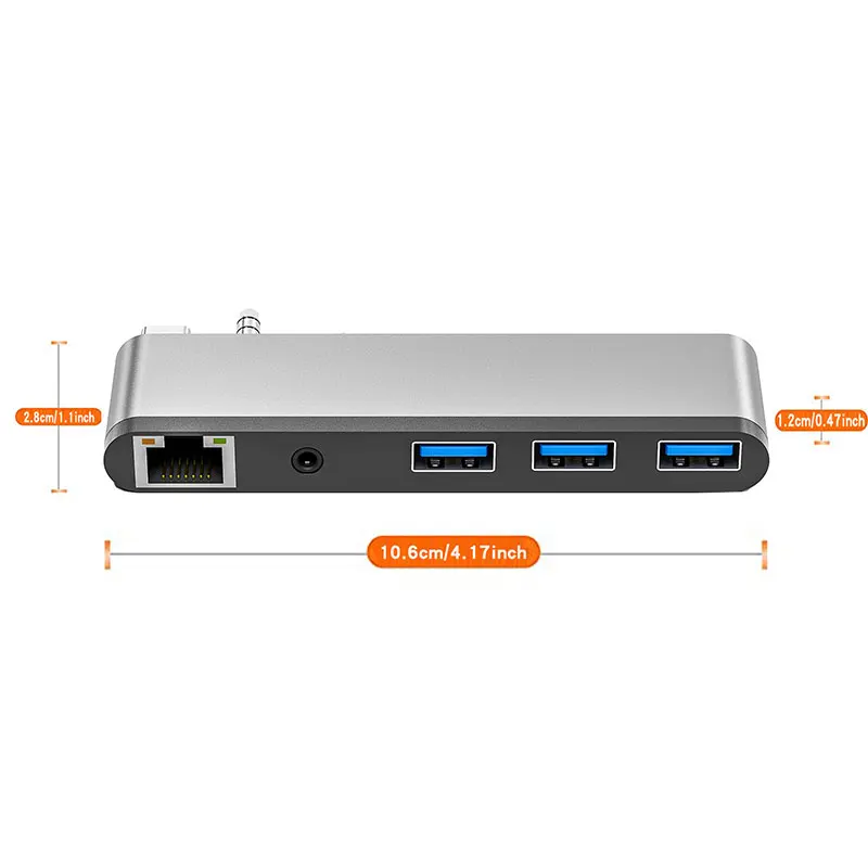 USB C Hub 3 0 Type C Desktop Docking Station With 3 Port USB3.0 100/1000 Mbps RJ45 Audio Jack Card Reader For Macbook Pro 2021